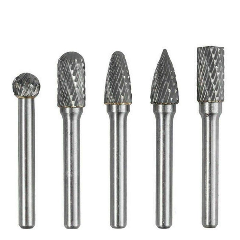 YEEZUGO 5 PCS Double Cut Tungsten Carbide Rotary Burrs 1/4"(6mm) Shank and 2/5"(10 mm) Head Size Die Grinder Bits for Drilling Polishing Carving Engraving by YEEZUGO - Image 1